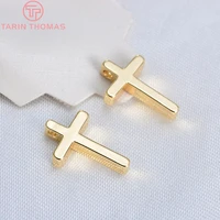 3173320pcs 138mm 24k champagne gold color plated brass small cross charms pendants diy jewelry findings accessories wholesale