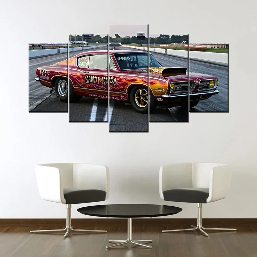 Модульные картины Настенная картина HD принты 5 шт. Плимут Барракуда суперкар