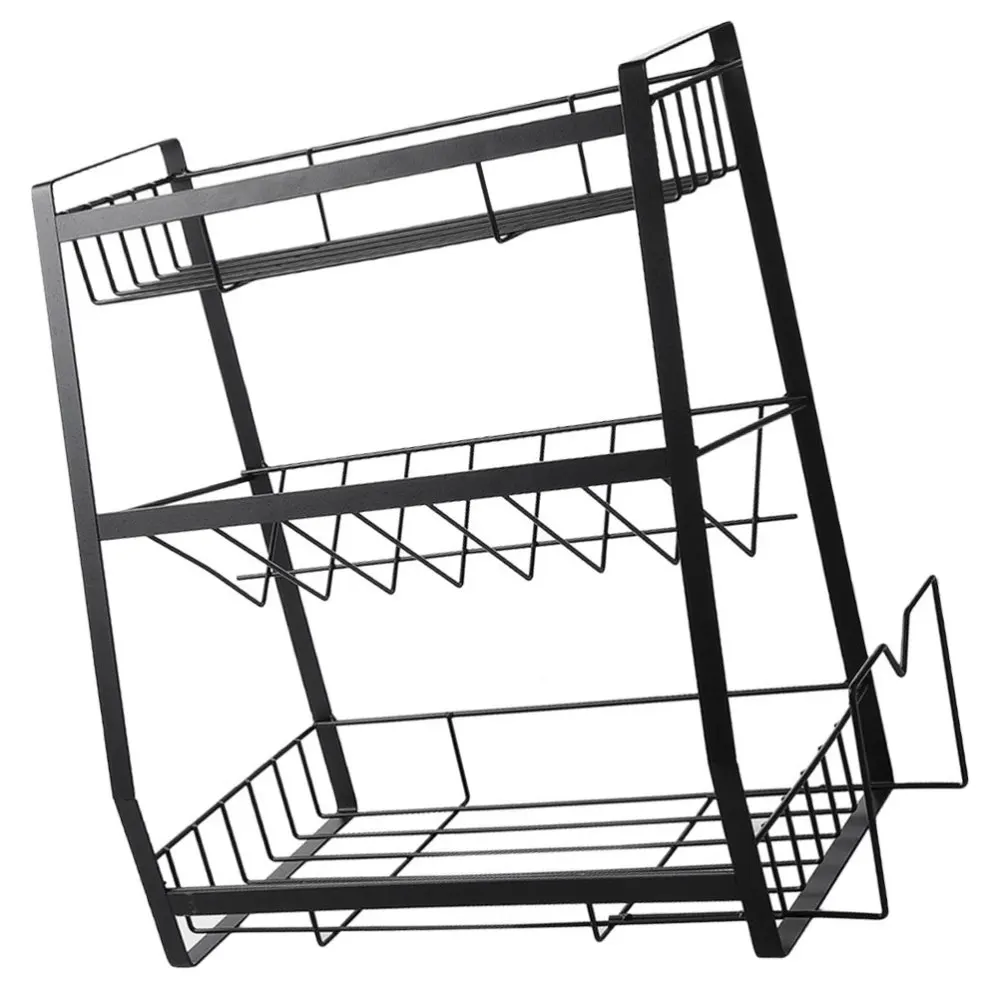 

1Pc Spice Rack Three Layers Spice Mount Kitchen Supplies Organizer Iron Shelf