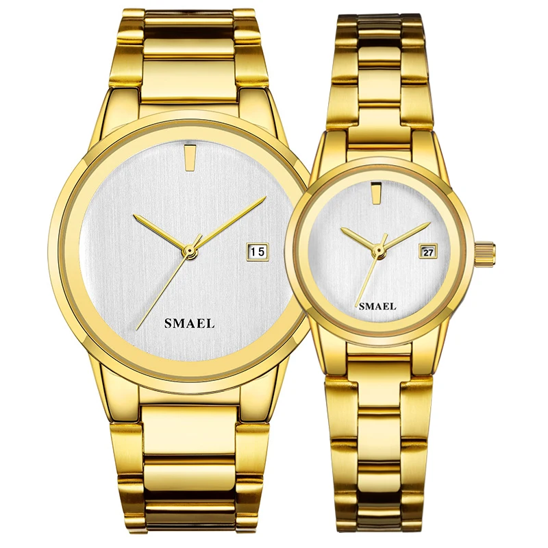SMAEL Fashion Couple Watches Pair Men and Women Minimalist Style Quartz Watch For Lovers 9004