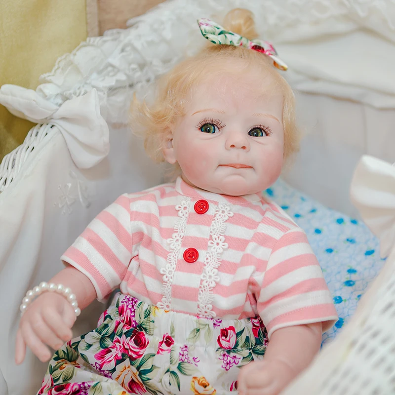 52 см Новорожденный Милый Лицо Bebe Reborn Baby Реалистичная Мягкая Плюшевая Игрушка Младенец С Ручной Растительностью Блондинка Высокого Качества Коллекционная Кукла.
