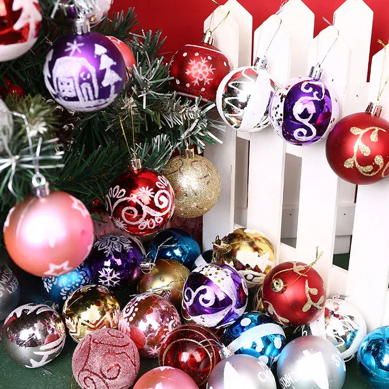 

24Pcs Christmas Ball Anti-Fall Christmas Tree Decorations Suitable For Wedding Party Holiday Pendant Hanging Ball New Year Gift