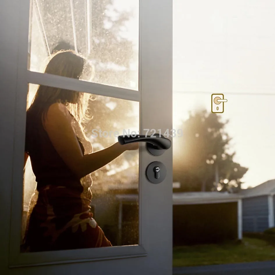 Черные твердые пространства алюминиевые дверные замки Континентальная спальня