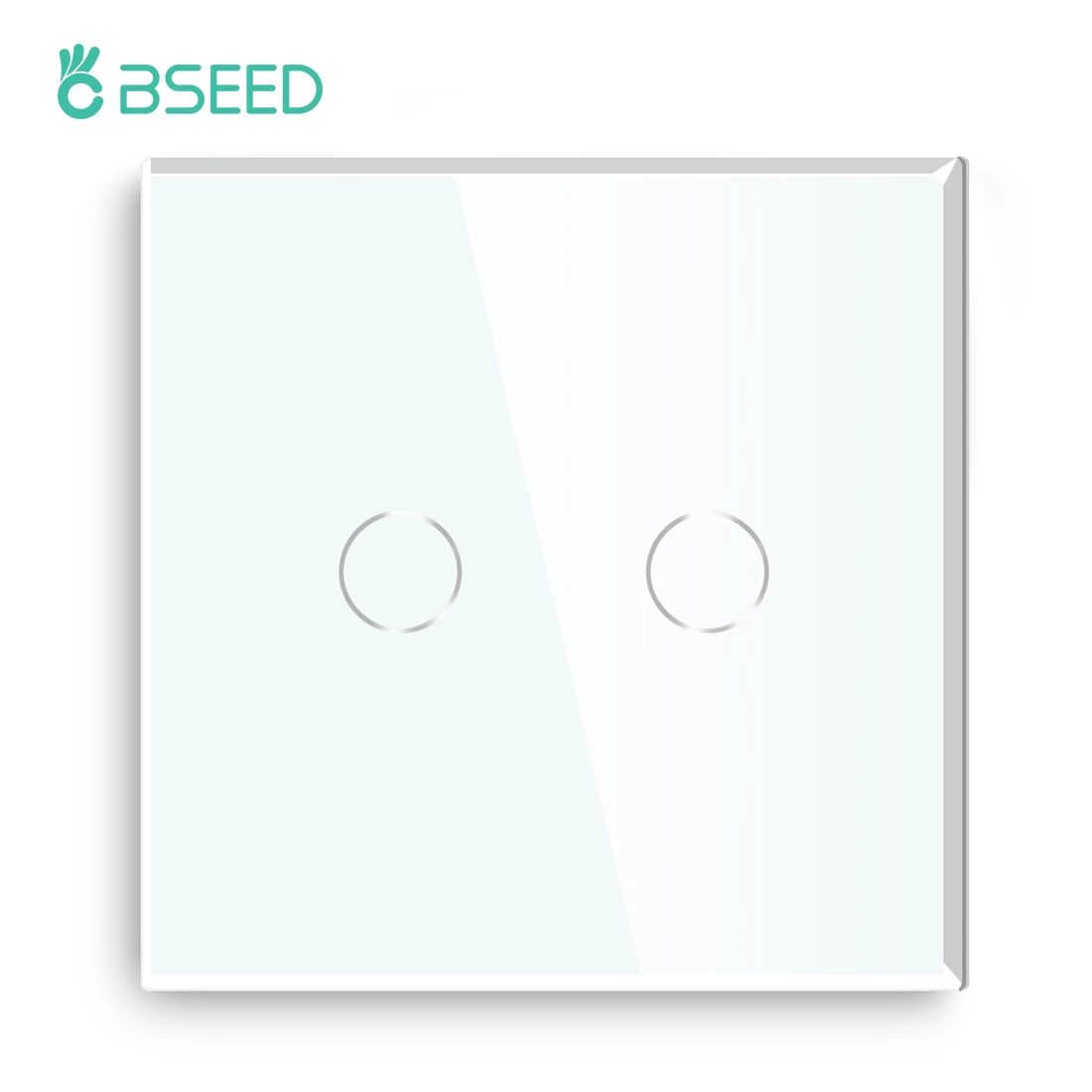 

Bseed 2 Gang 1 Way EU Standard Light Touch Switch White Black Crystal Glass Panel 86*86mm