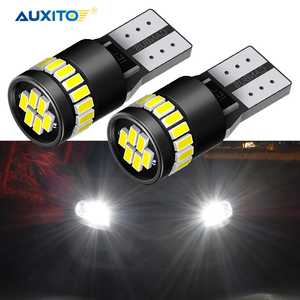 

AUXITO 2Pcs T10 W5W LED Canbus No Error 194 168 LED Bulb Auto Lamp 3014 24SMD Car Interior Lights 6000K White Red Yellow 12V DC