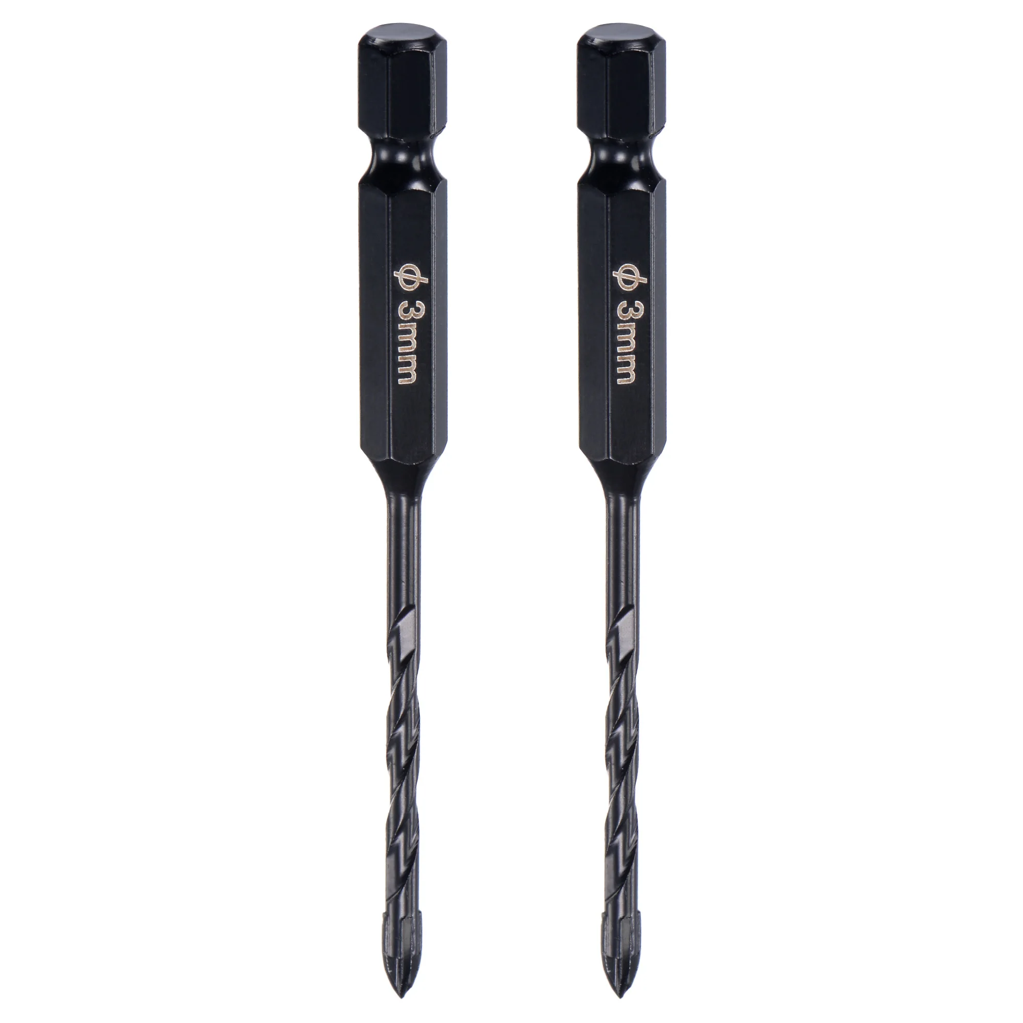 

2 шт., сверла Uxcell для бетонной кладки, Высокоскоростная сталь, хвостовик 1/4 дюйма, диаметр 3 мм, для стекла