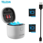 Аккумуляторная батарея TELESIN 1750 мАч для GoPro Hero 10 9, зарядное устройство с 3-сторонней светодиодсветильник кой, TF-карта, аккумулятор для хранения Go Pro 9 GoPro10, черный