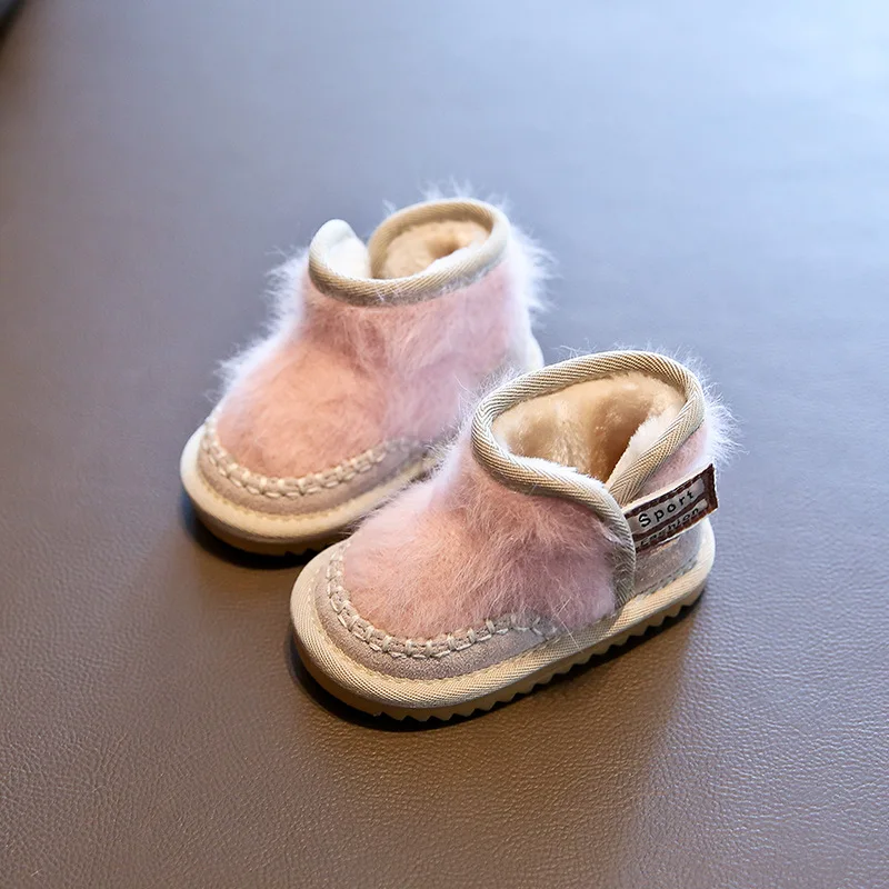 2019 зимние ботинки для малышей плюшевые маленьких девочек и мальчиков теплые на