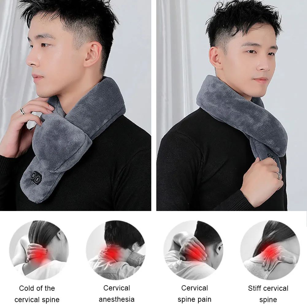 

USB Heated Men and Women Winter Scarf Shawl Foreign Trade Smart Heating Solid Color Vibration Massage Scarf