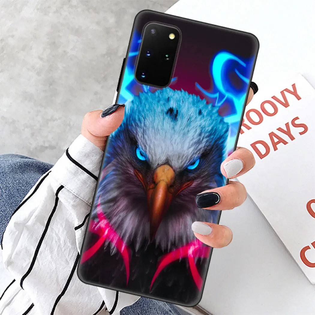 Soft silicone Cover for Samsung Note 8 9 S6 S7 Edge S8 S10 10 Plus S10E Black Phone Case Eagle Animal | Мобильные телефоны и