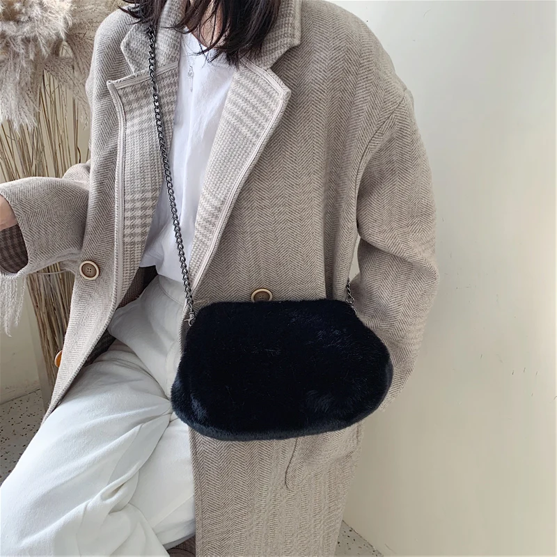 Зимняя винтажная женская сумочка плюшевая искусственная кожа корейская мода