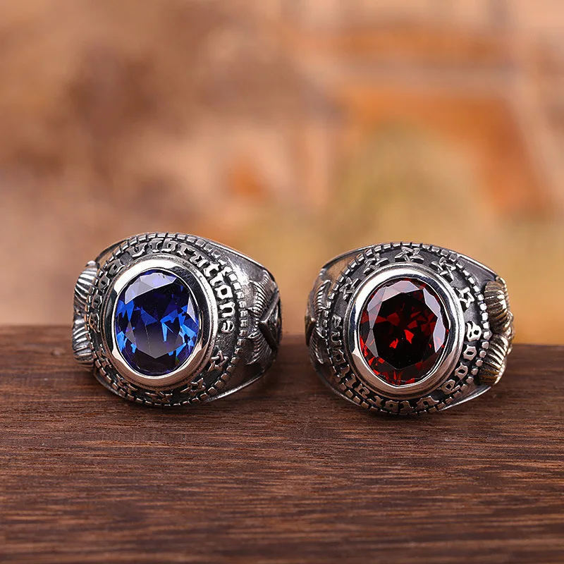 Кольцо с фианитом для мужчин и женщин винтажное овальное из нержавеющей стали в