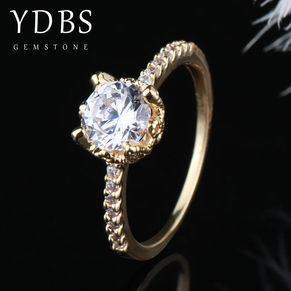 YDBS 1ct карат муассанит кольцо 14k желтое золото оправа D Цвет VVS1 Муассанит для