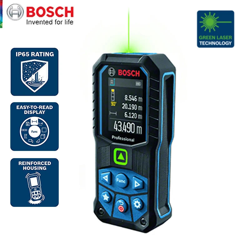 

Bosch GLM50-23G Professional Green Laser Rangefinder 2-in-1 Laser Distance Meter Digital Tape Measure Laser Measuring Instrument