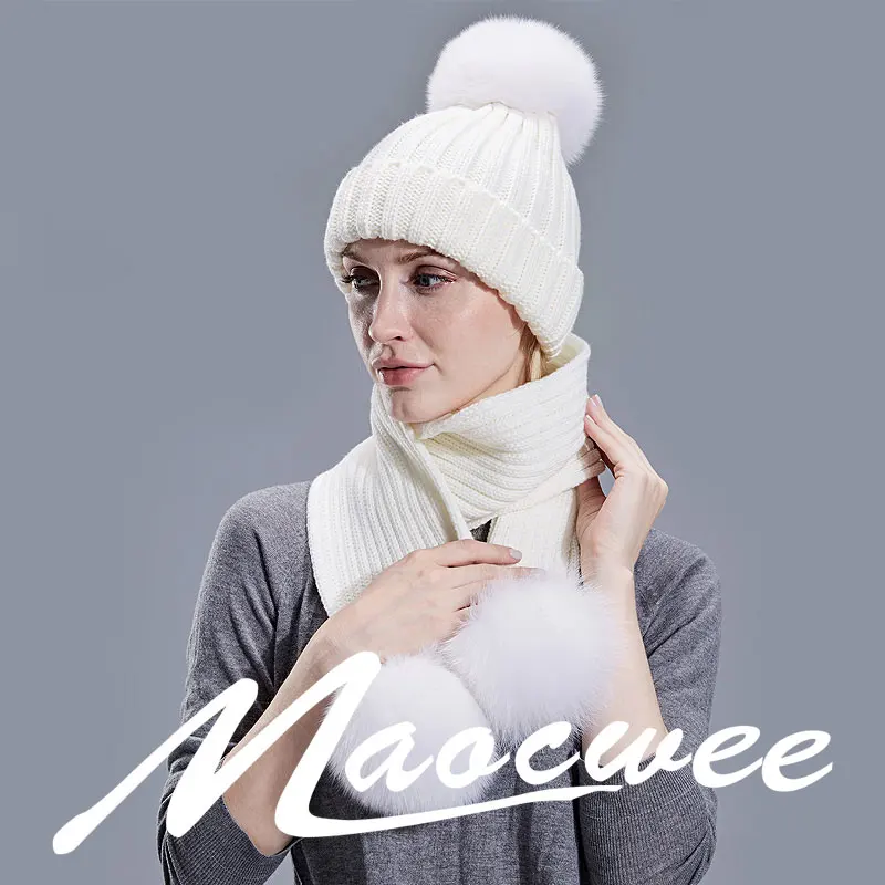 Осень-зима, детский, взрослый, леди, помпон из лисьего меха, женская вязаная шапка, шапка, шарф, набор, детский, Soild, вязаный крючком, большой помпон, шапки, s