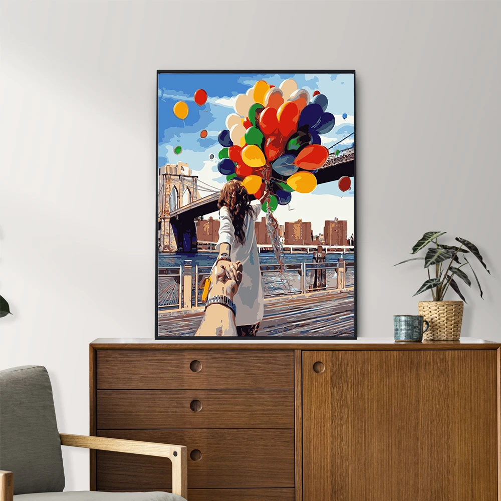 

2022 Diy Girls' Love Follow Me Painting By Numbers For Adult Frame Oil Picture Acrylic 40X50CM Canvas Drawing Decor VA-1273
