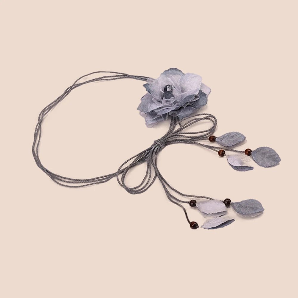 Женский шифоновый ремень с кисточками элегантный тонкий ручной работы в