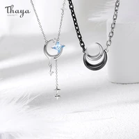 thaya link chain romantic necklace women star and moon pendant necklace choker original design cute fine jewelry for couple