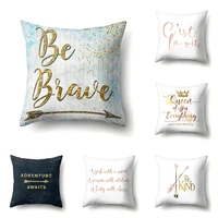 one side print cushion cover polyester decorative for sofa seat soft throw pillow case cover 45x45cm letter be brave