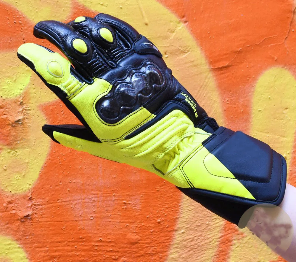 

New 4 Colors Genuine Leather Dain Carbon 3 Motorcycle Long Gloves Racing Motorbike Gloves Cowhide Motocross Touch Screen Gloves