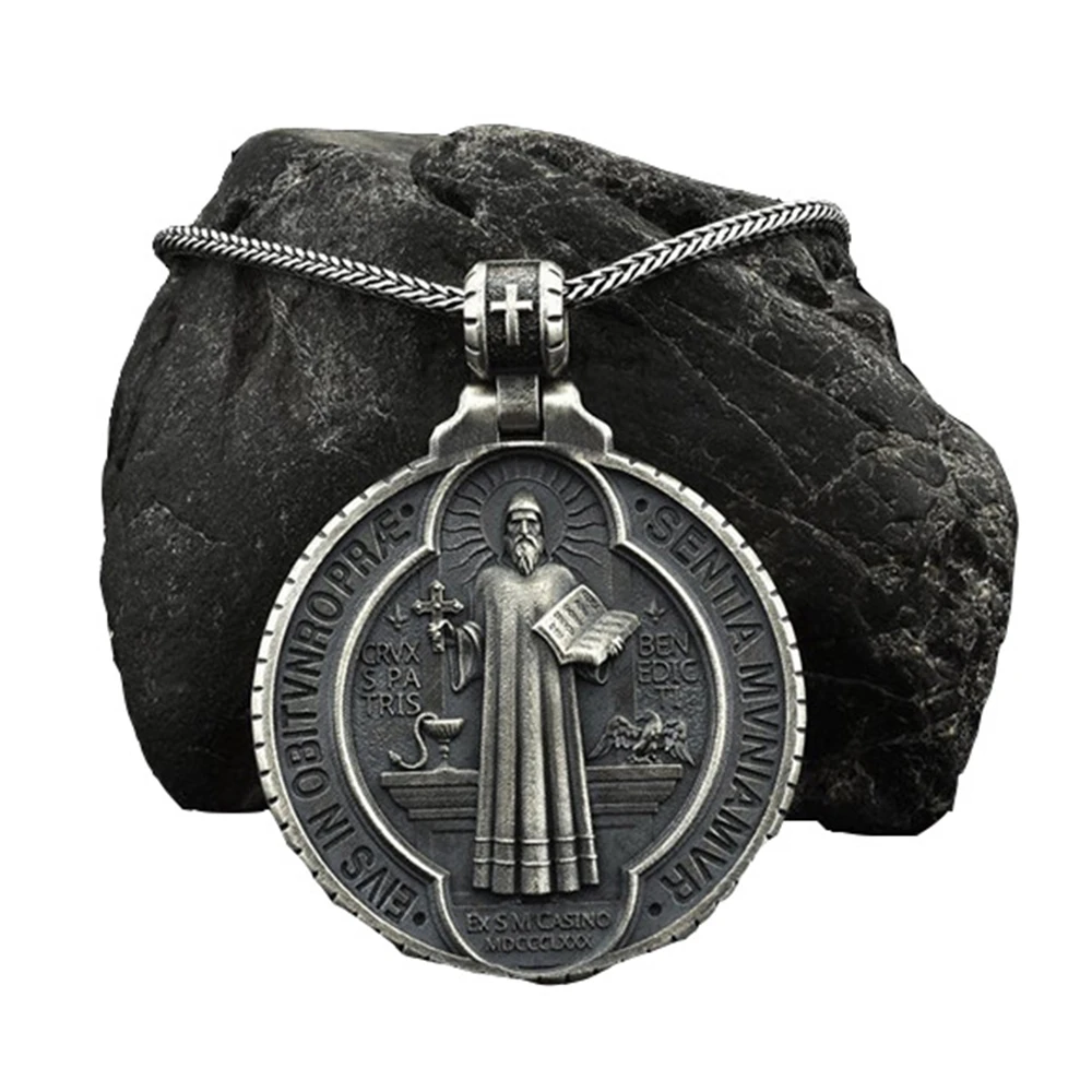 

Catholic priest pendant necklace Christian religion chain necklace men's fashion retro tag hip hop jewelry