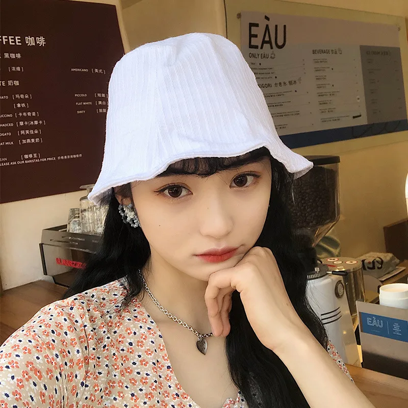 Summer Thin Fisherman Hat Korean Wild Pure Color Simple Sun Hat Student Bucket Hat Black and White