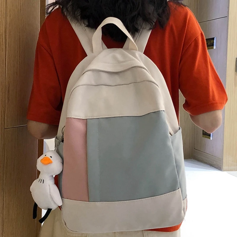

Color Matching Young Fashion Lady Backpack Middle School Student School Bag Girl Leisure Travel School Bag