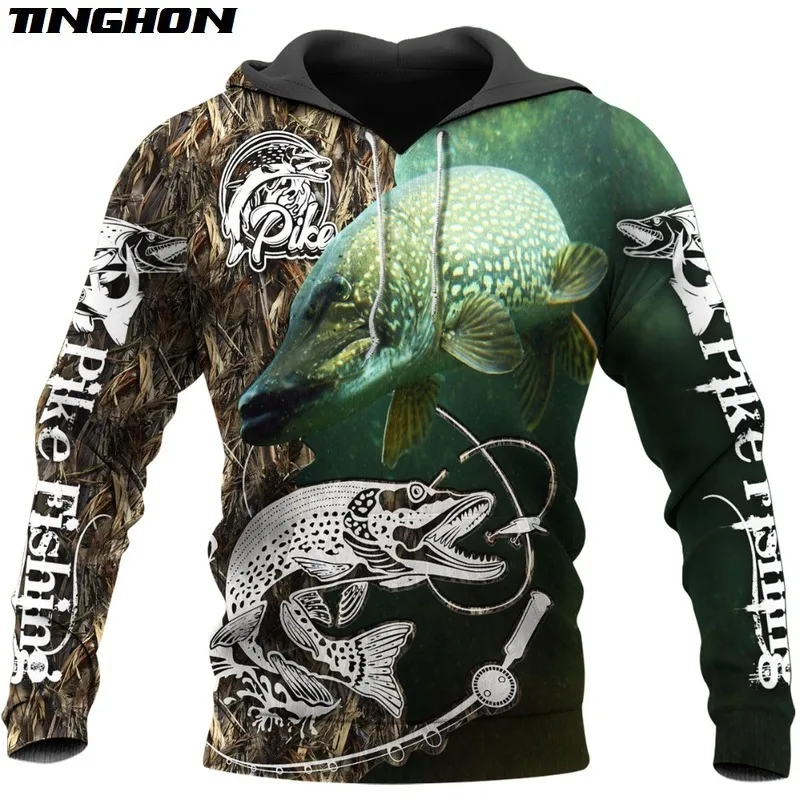 

Fashion Men Hoodie animal Pike Fishing 3D Printed Harajuku Sweatshirt Unisex Casual Pullover hoodies sudadera hombre XS-7XL