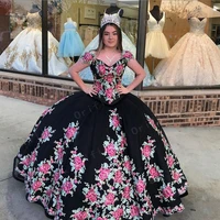 vestido de 15 anos mexican style embroidery lace quinceanera dress off the shoulder ball gown prom birthday party dress