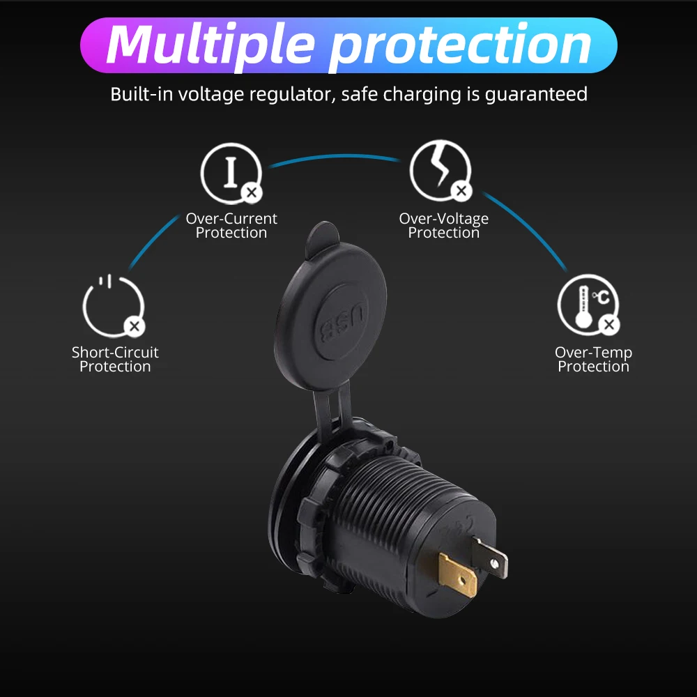 

FONKEN Car Charger 12-24V Convert 5V Usb Car Phone Charger Refit Sockets Splitter Dual Power Plug Outlet Adapter