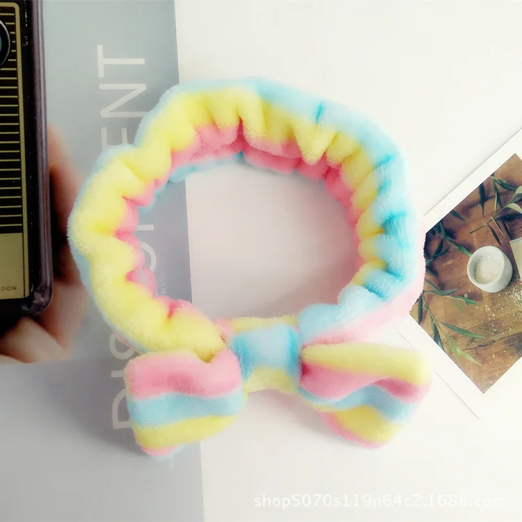 headband 04 Милая мягкая бархатная повязка на голову для девушек с бантом, в горошек, в полоску, повязка на голову для женщин, модная повязка на голову, аксессуары для волос - Цвет: headband 04
