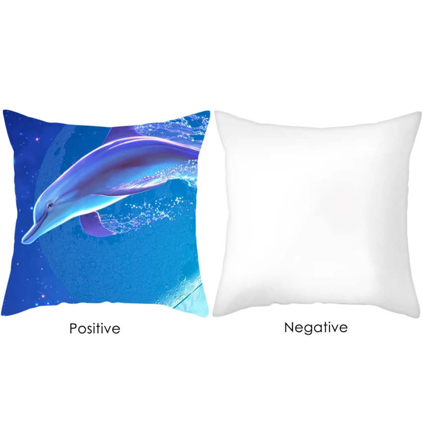 

Nanacoba Cartoon Animal Pillow Case Decorative Cute Dolphhin Blue Throw Pillowcase Home Decor for Live Room Sofa Cushion Cover