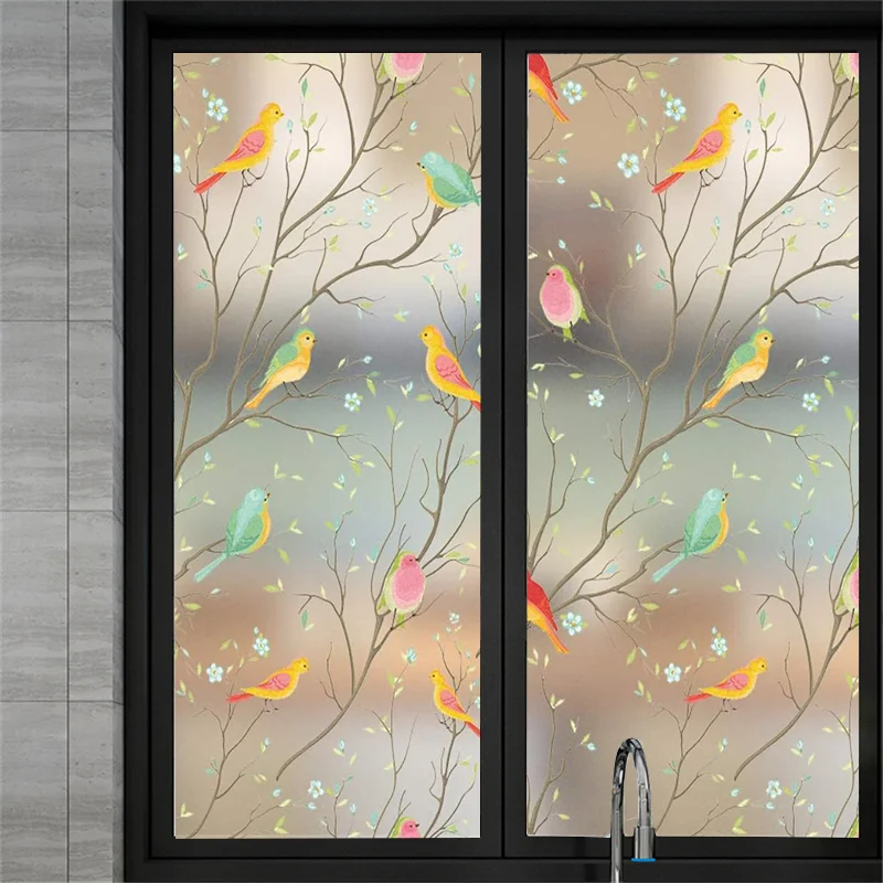 

Decorative Frosted Privacy Window Film Stained Glass Stickers Vinyl Static Cling Non-toxic Glue Light Blocking Bathroom Decals