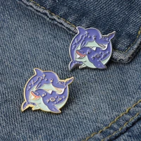 ocean animal enamel pins whale family sea adventure brooch lapel badge bag explore jewelry gift for kids friend