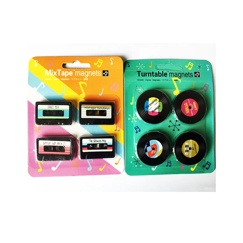 4 Pcs/Set Nostalgic Cassette Record Fridge Magnet Cute Souvenir Gifts Home Refrigerators Decor Magnetic Sticker Toy | Дом и сад