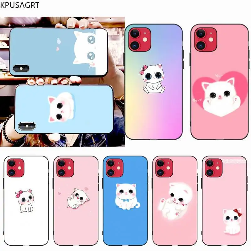 

KPUSAGRT Cute cat pink Phone Case for iphone 12 pro max 11 pro XS MAX 8 7 6 6S Plus X 5S SE 2020 XR case