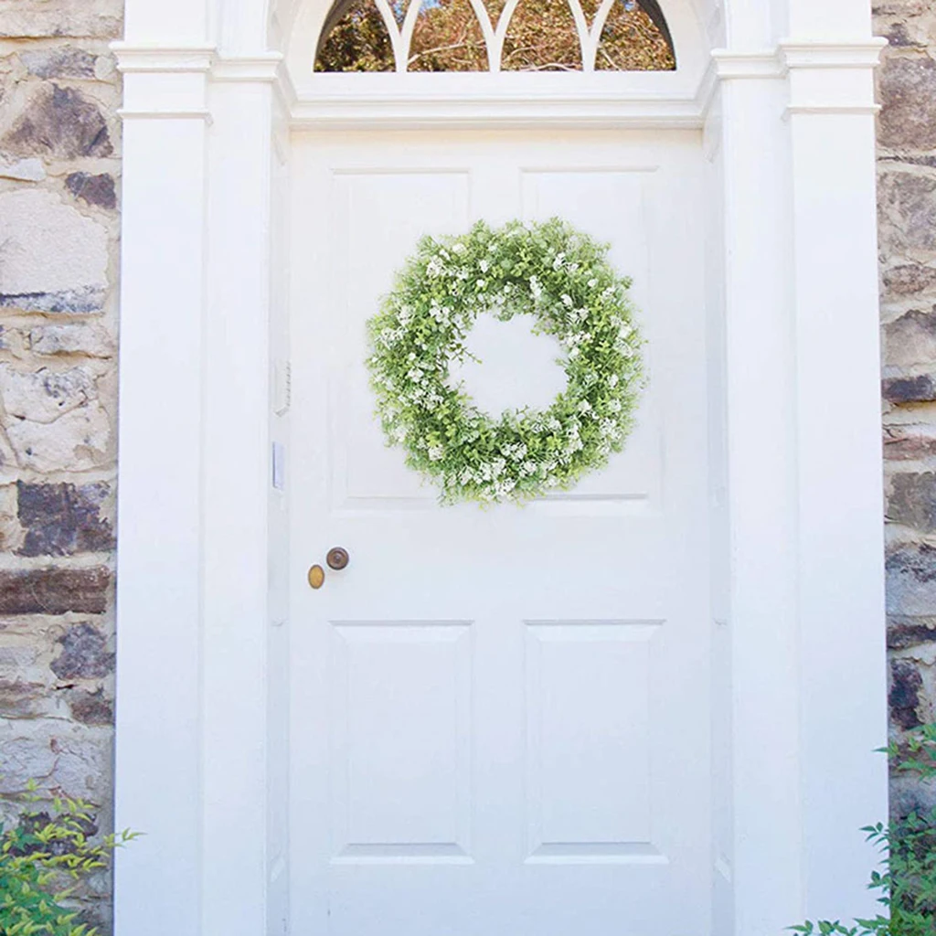 

Artificial Flower Front Door Wreath Green Leaves Garland Hanging Wall Window
