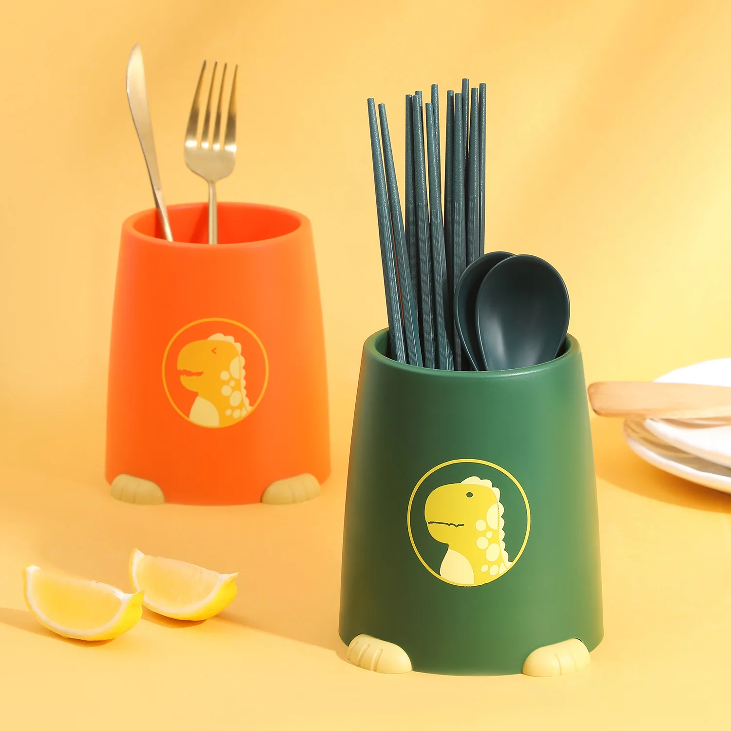 

Kitchen Utensils Chopsticks Holder Drying Rack Basket with 2 Divided Compartments Tableware Storage Box Kitchen Accessories