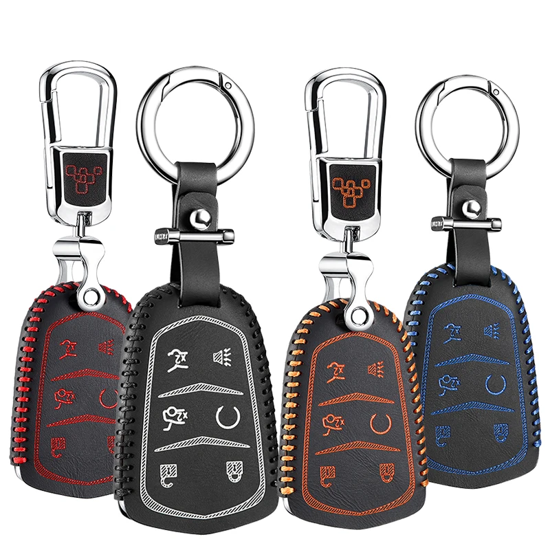 

For Cadillac Escalade leather Smart Remote key Case Cover Holder