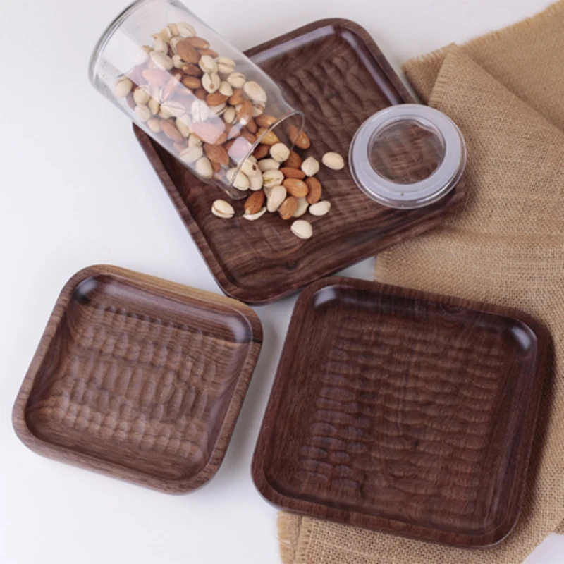 3 шт. японский черный деревянный поднос из грецкого ореха обеденная тарелка диск