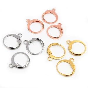 (Никогда не выцветает) 14x12 мм 30 шт.лот 316L Нержавеющая сталь Золото высокое качество серьги крючки настройки провода базовые настройки оптовая продажа