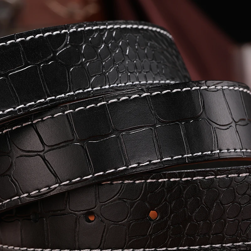 Мужской классический ремень MINGLILONG Черный Повседневный из натуральной кожи