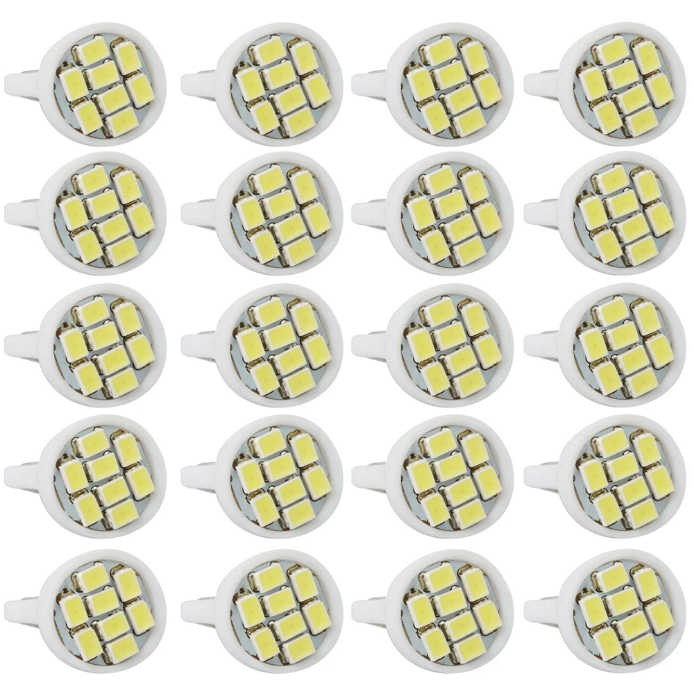 

20Pcs Auto Car White T10 8SMD LED Lights Wedge Dash License Plate Side Light Bulbs Car Lights Replacement Universal