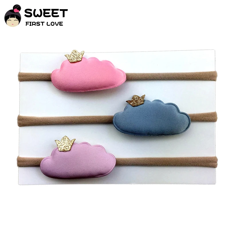 3 шт./лот милые повязки на голову для девочек нейлоновые светлые в форме облака