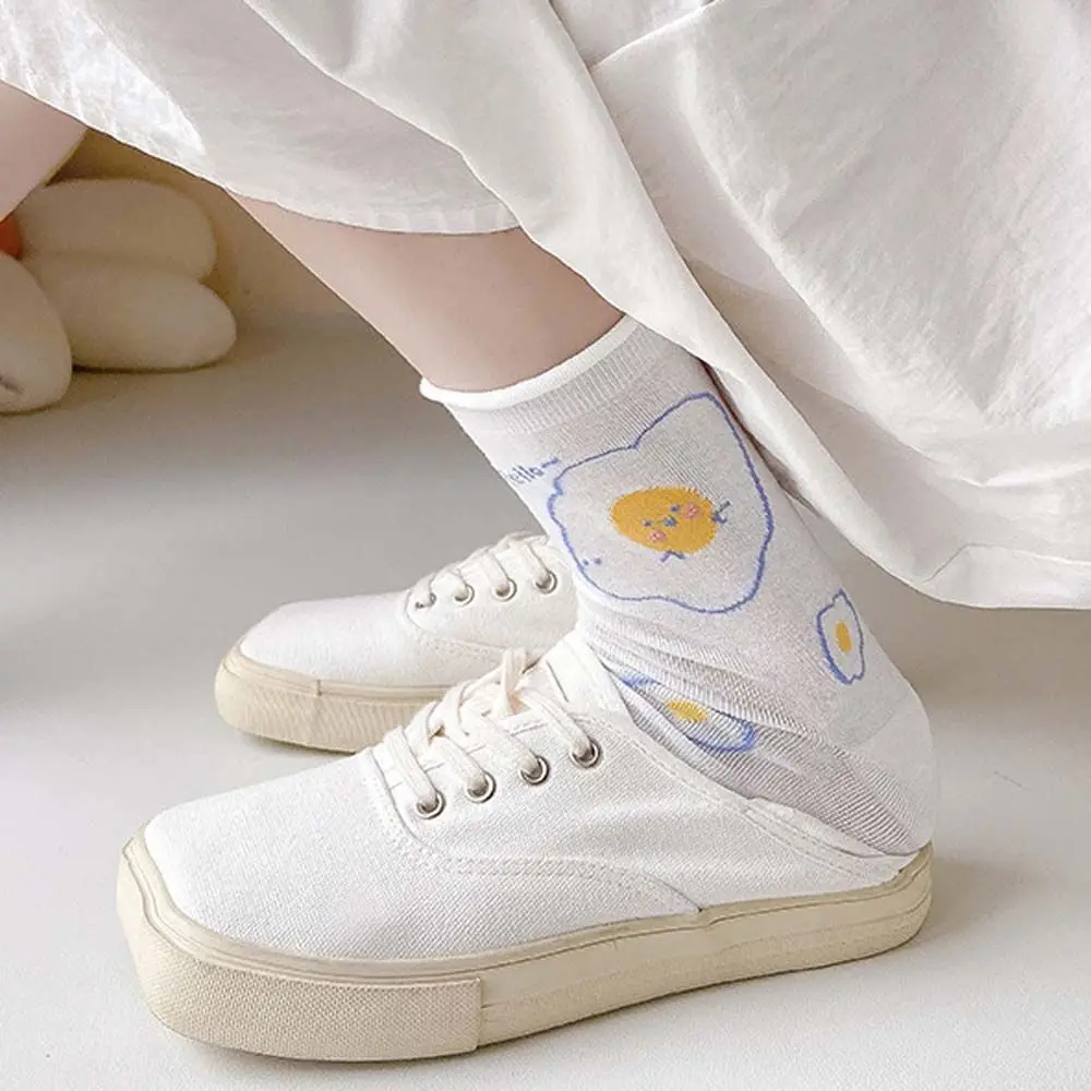 

Female Mesh Socks Tide Cute Japanese Cartoon Bear Middle Tube Cotton Socks Korean Students Curled Pile Socks