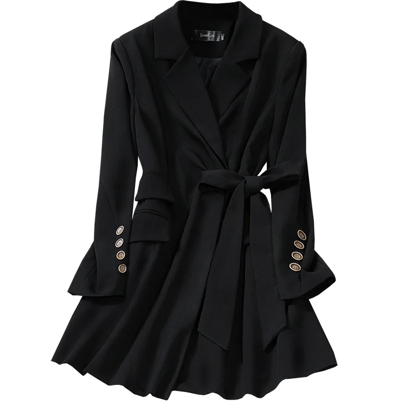 Large Size M-5XL Women's Casual Solid Color Ladies Blazer High Quality 2022 New Autumn Women's Long Black Female Jacket Suit