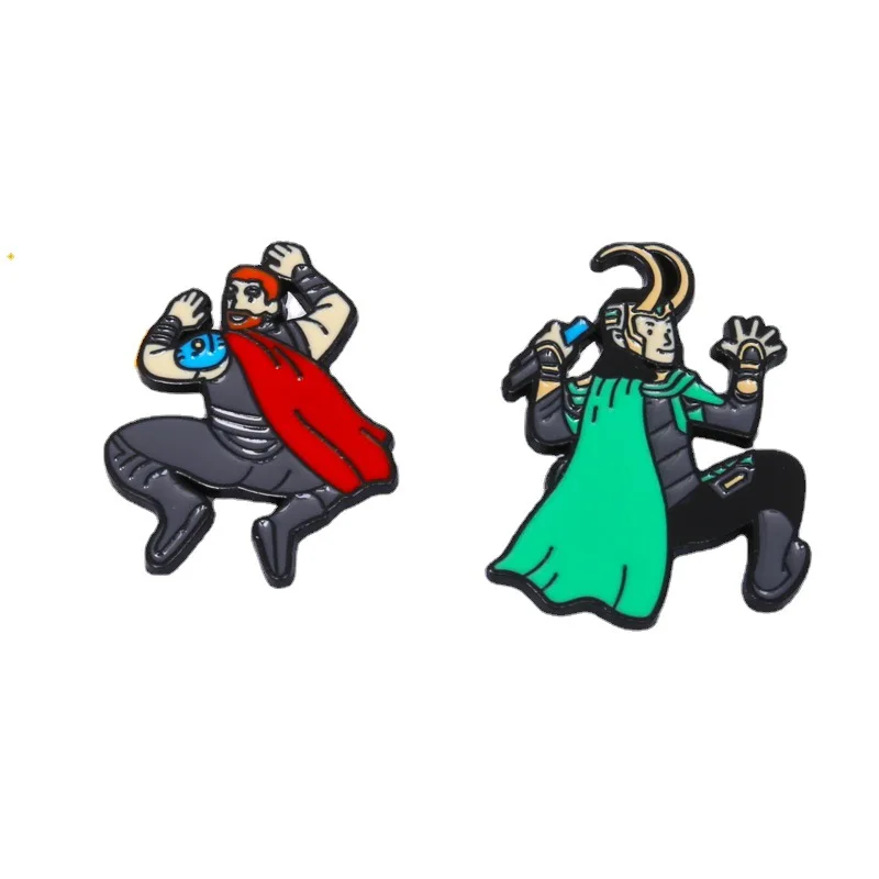 Металлическая эмалированная брошь в виде рюкзака Тор Локи | Украшения и