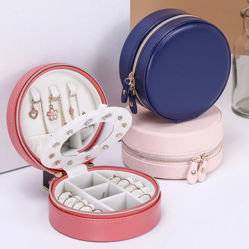 

Jewelry Box Portable Storage Organizer Earring Holder Zipper Women Jewelry Display Travel Case 110*52mm