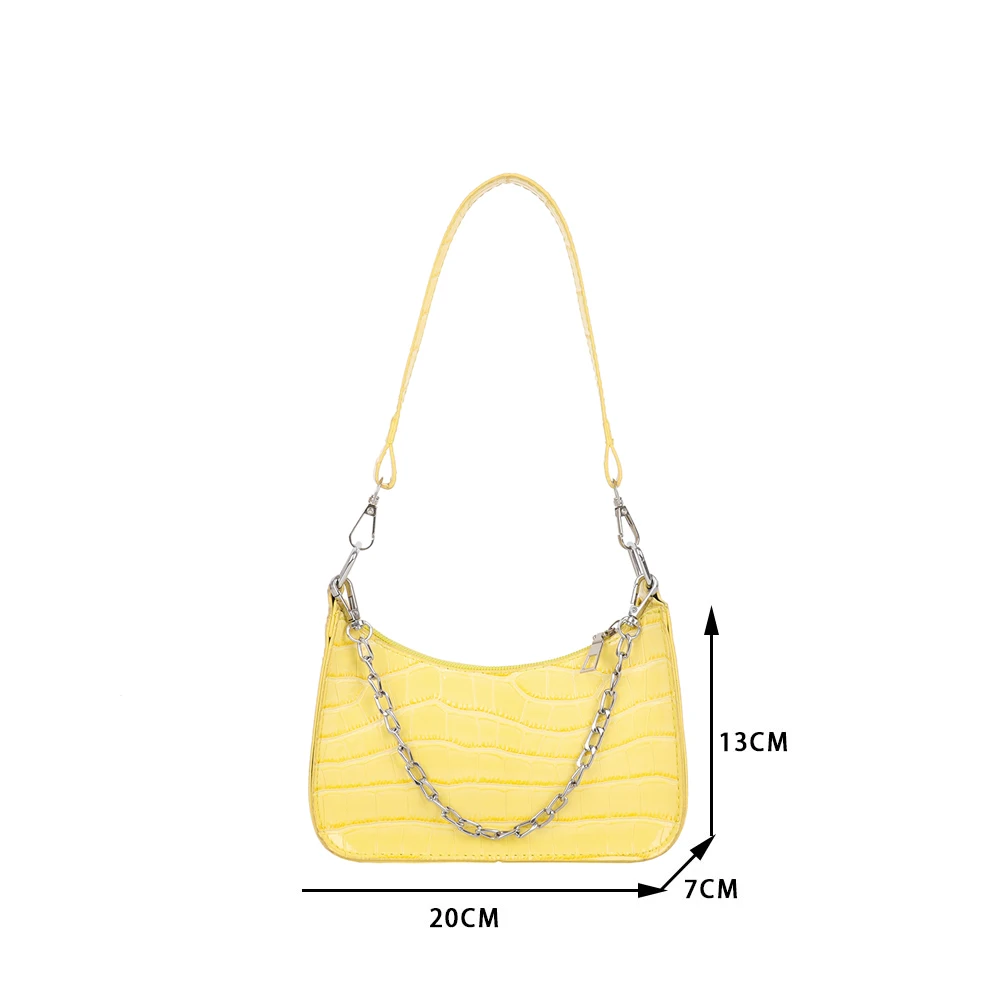 

Fashion Retro Alligator Pattern Chain Hobo Handbag PU Leather Casual Totes Shoulder Bags Female Elegant Solid Color Underarm Bag