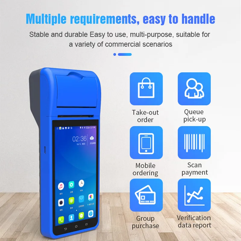 POS терминал 5 дюймов сенсорный экран дисплей Bluetooth Беспроводной EMV оплаты ручной